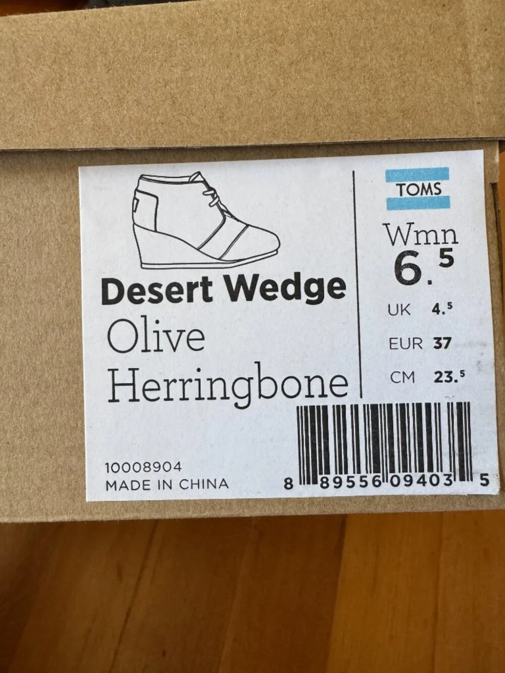 Toms Herringbone Wedge Booties Women's Size 6.5